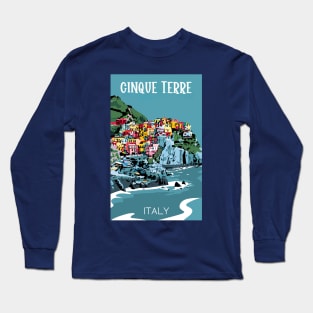 A Vintage Travel Art of Cinque Terre - Italy Long Sleeve T-Shirt